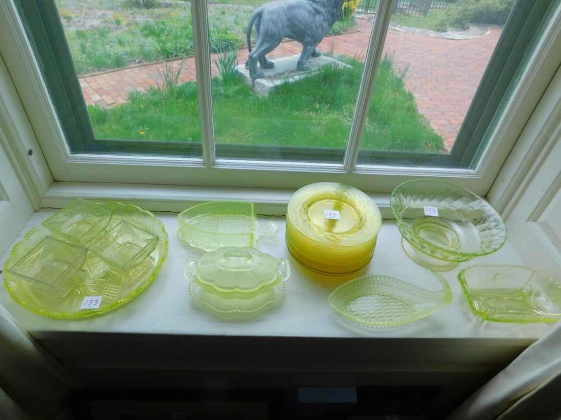 Vaseline glass grouping (1 of 7)