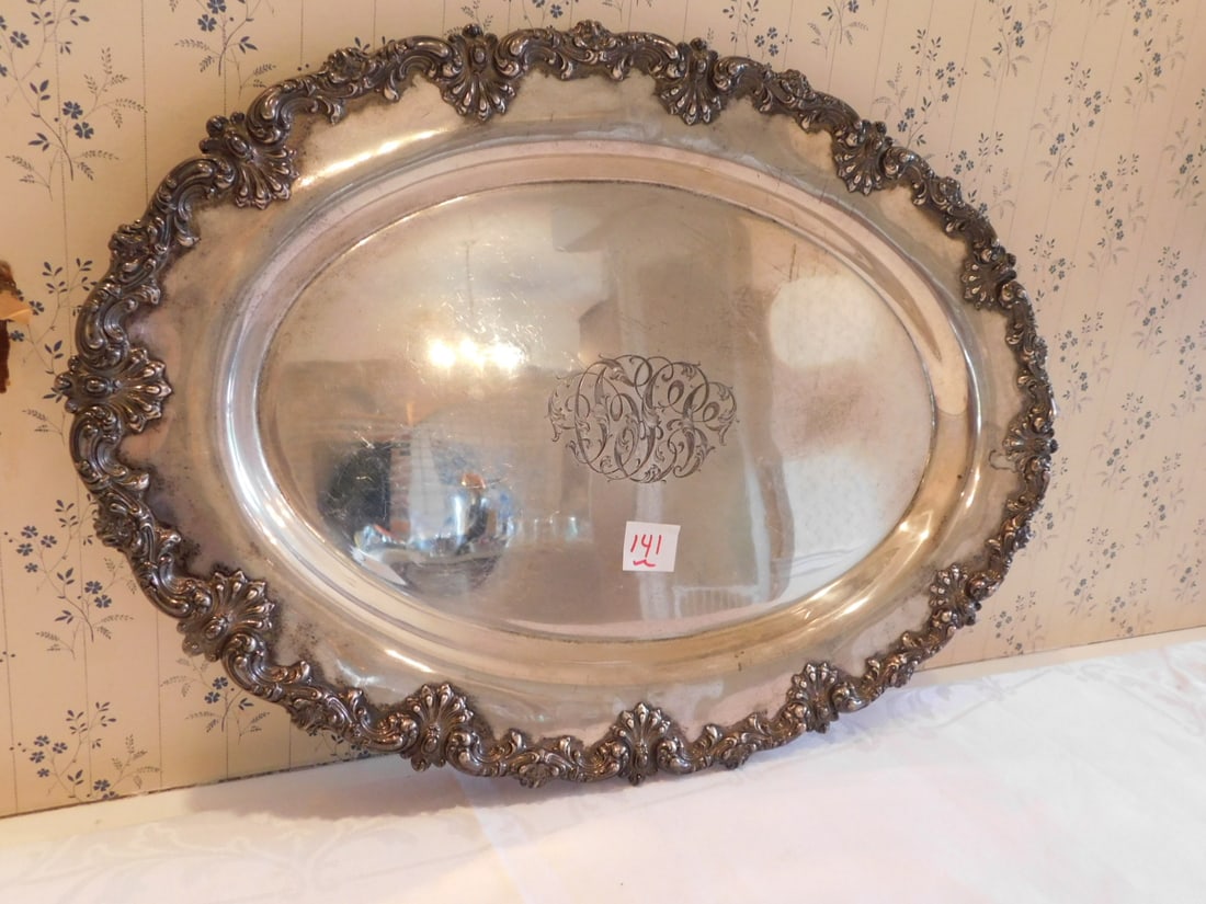 Sterling silver oval platter (1 of 4)