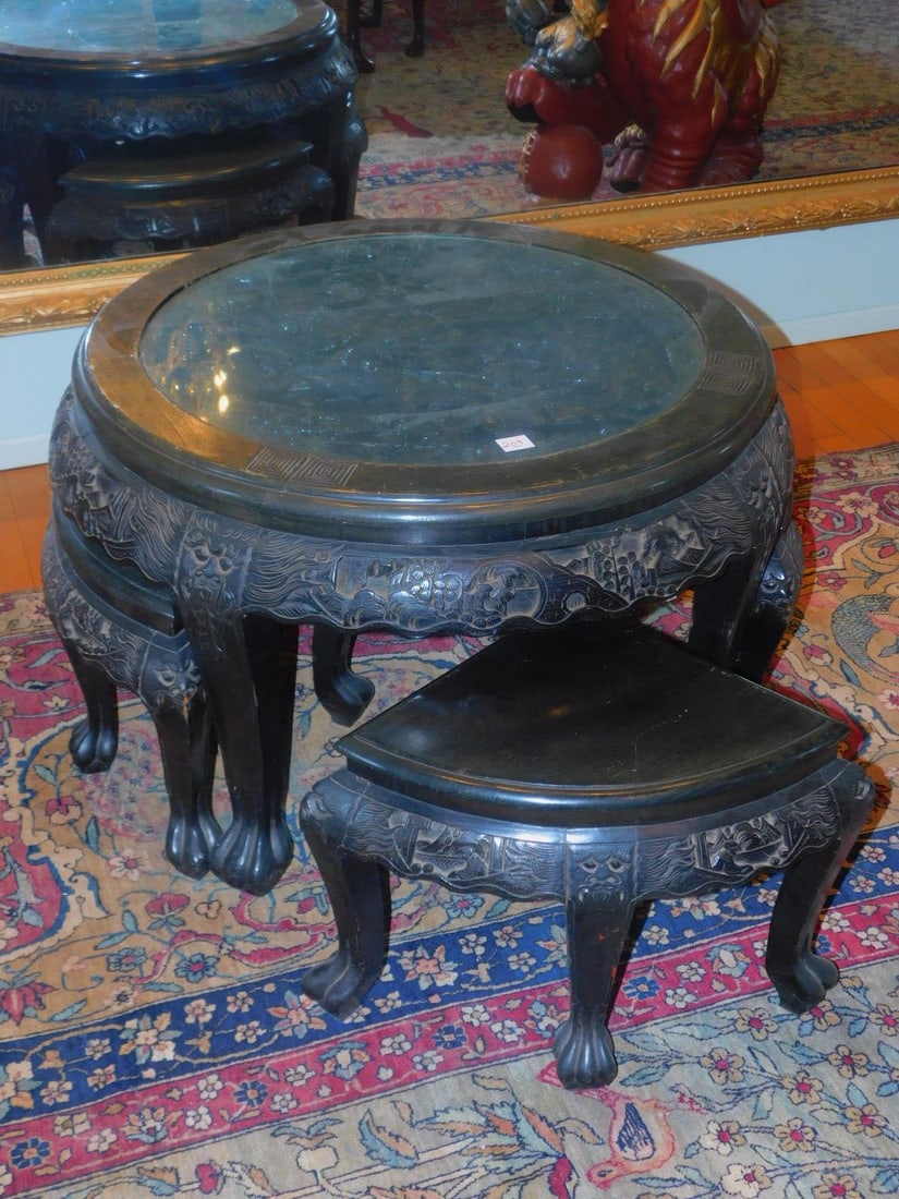 Chinese table and bench set (1 of 4)