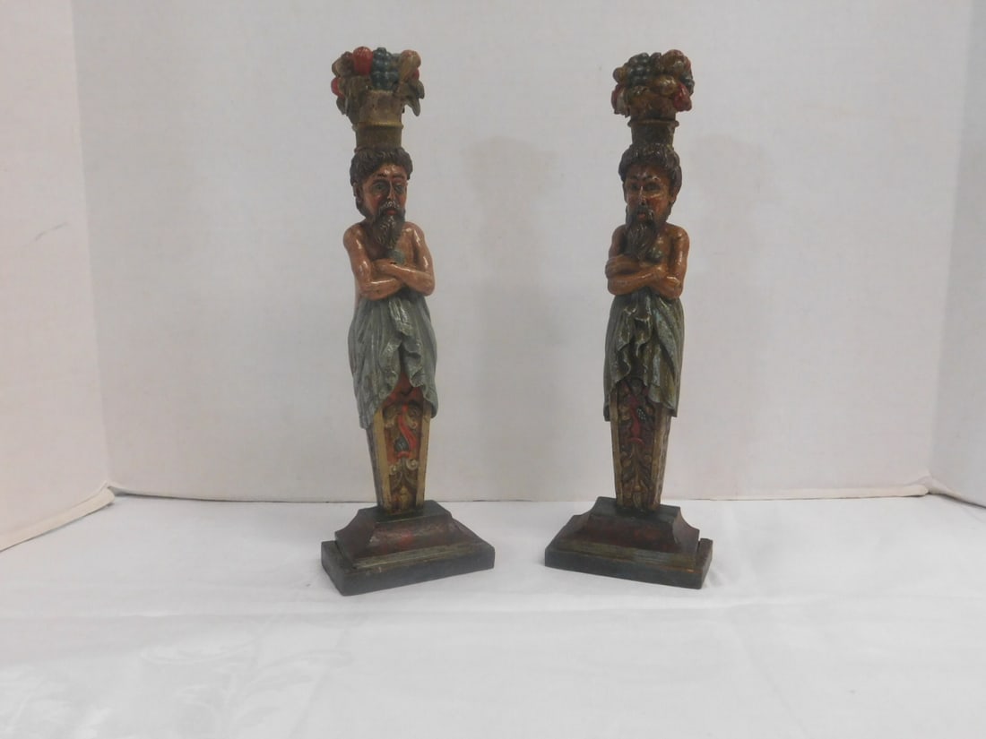 Pr Carved Wood Pilasters (1 of 4)