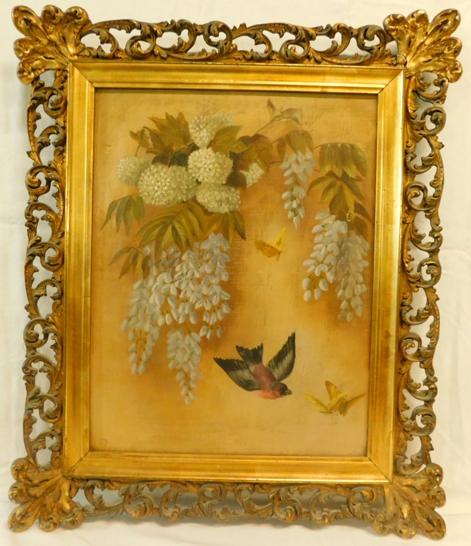 19th C, Bird & Flower Painting (1 of 5)