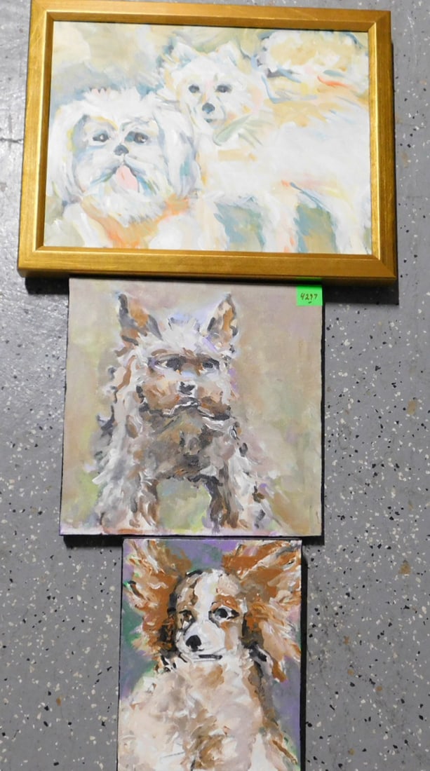 3 Steve Wolkov Dog Paintings (1 of 5)