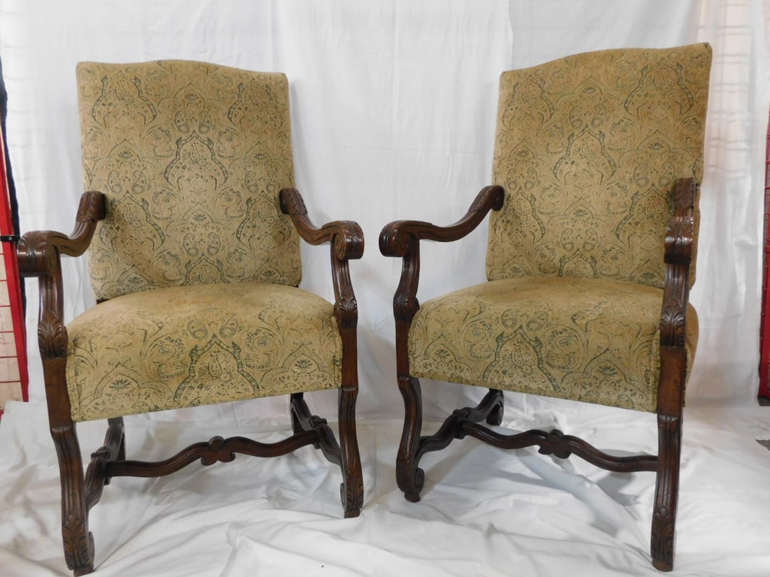 Pr Jacobean Style Arm Chairs (1 of 5)