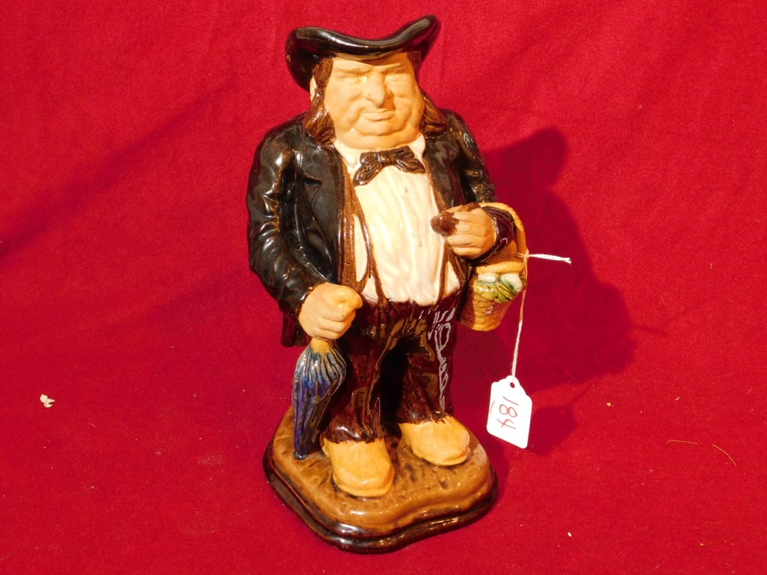 Toby Pitcher: Toby Pitcher, "Made in Portugal", redware with sculpted and polychrome glazed standing male figure, 11"h, 20th C. CONDITION: Very fine.