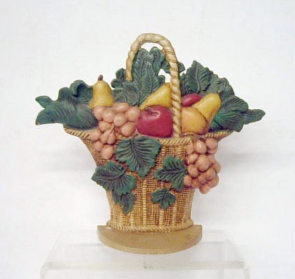 Cast Iron Fruit Basket Doorstop: Painted cast iron Fruit Basket 8 1/2" x 9 1/2" doorstop, unknown manufacturer CONDITION: Very good with minor wear & rust.