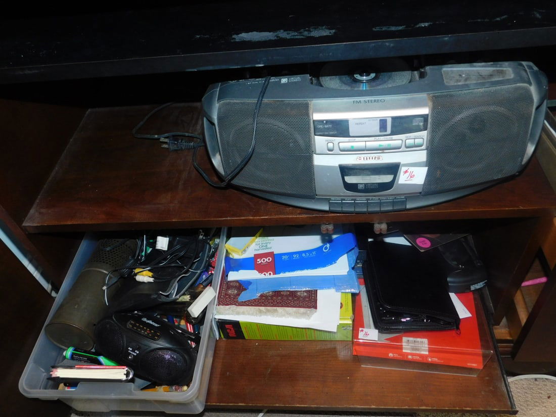 Electronics Lot: Electronics Lot, including: Lenovo 2017 computer, self contained monitor, remote keyboard and mouse, Epson XP - 6100 printer, calculators, Nikon Cool pix 5600 digital camera, plus office supplies, AIW