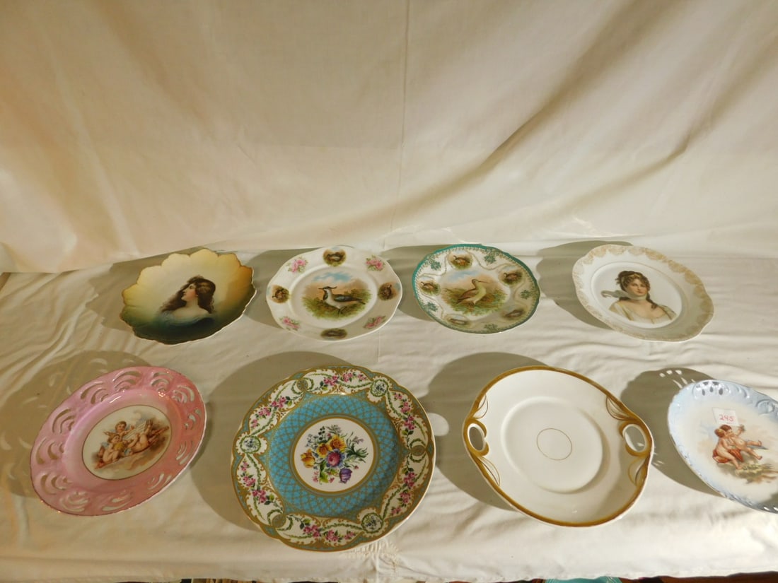 8 Decorator Plates: Eight Decorator Plates, includes: portrait, Putti, bird and other porcelain plates, mostly Bavarian, from 8" to 10 1/2"d, early to mid 20th C. CONDITION: Very fine.