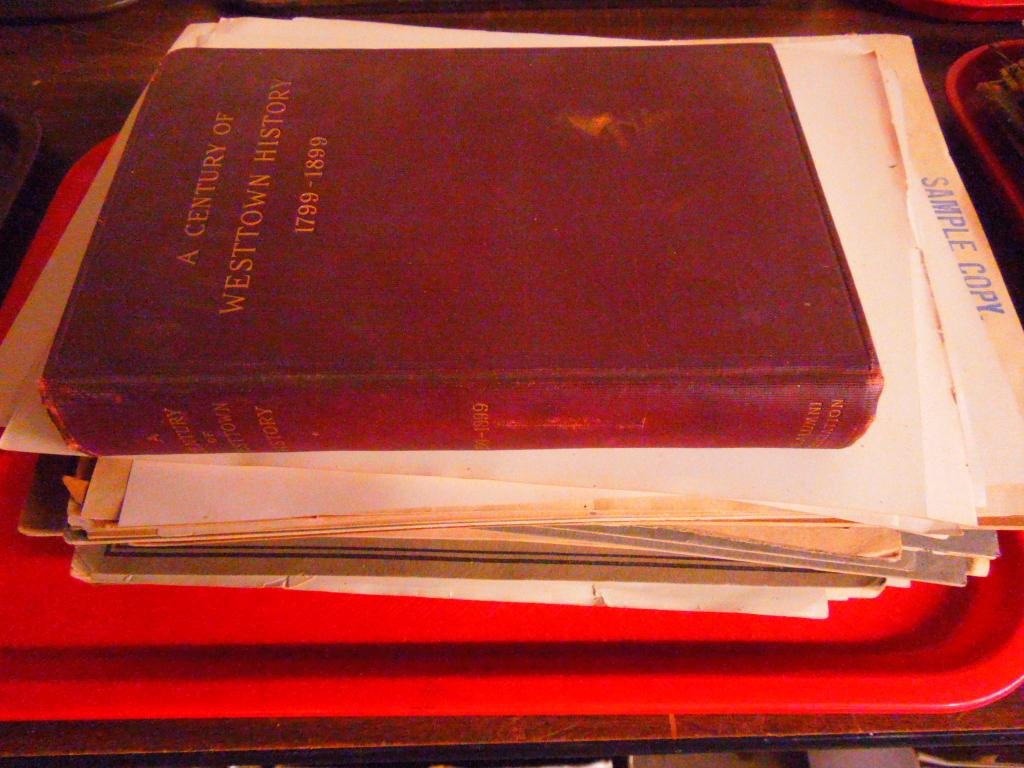 Westtown School Ephemera: Tray lot, Westtown School (Westtown, PA) ephemera: (most) early 20th C., among the items: issues of the Westonian; and the book, History of Westtown Boarding School, 1799-1899.