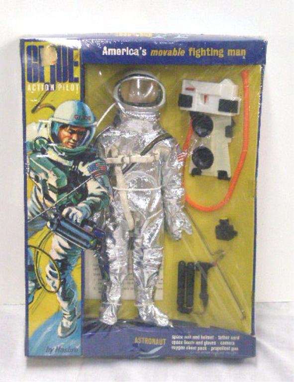 1967 G.I. Joe Action Pilot Astronaut Outfit: 1967 Hasbro Industries Inc. G.I. Joe Action Pilot Astronaut outfit, sealed in packaging. CONDITION: Hole in plastic seal, box has wear.