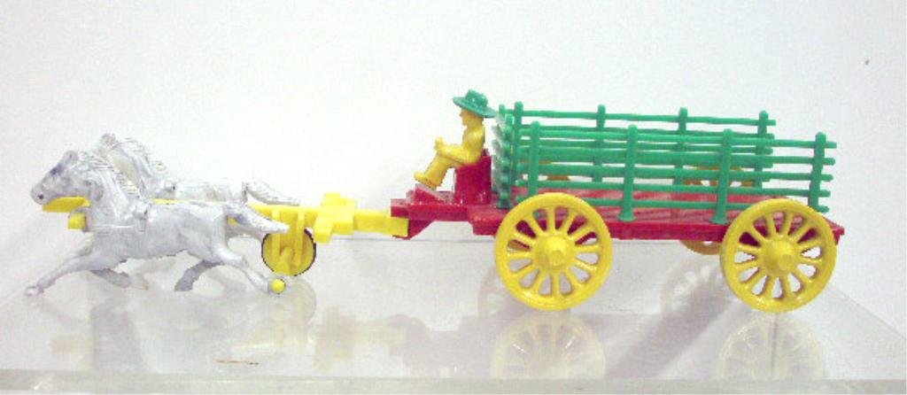 1950's Hardy Plastics Horse Drawn Wagon: 1950's Hardy Plastic and Chemical Corp. hard plastic horse drawn wagon. CONDITION: Very good with minor wear.