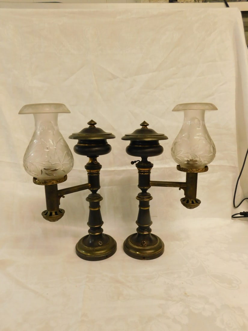 Pair Argand Lamps (1 of 4)