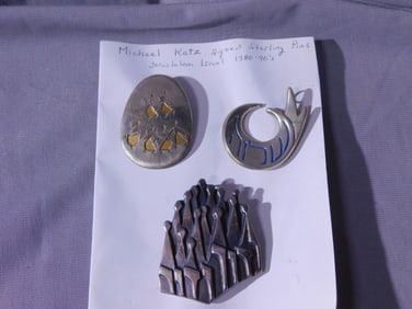 3 Michael Katz Sterling Pins
