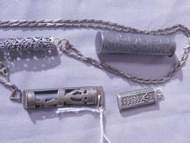 4 Sterling Mezuzah Pendants