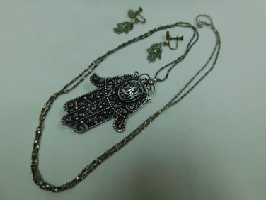 Hamsa Brooch & Earrings