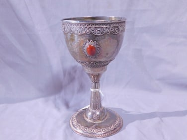 Sterling / Jeweled Kiddush Goblet