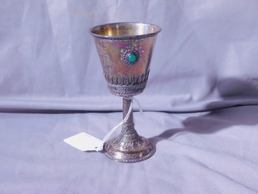 Jeweled Silver Kiddush Goblet