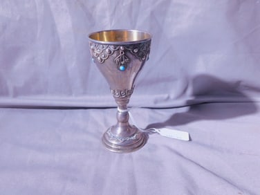 Jeweled Silver Kiddush Goblet
