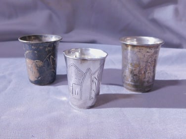 3 Russian Kiddush Cups