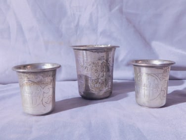 3 Russian Kiddush Cups