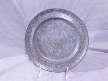 Antique Pewter Seder Plate