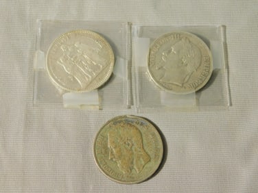 3 Silver 5 Franc Coins