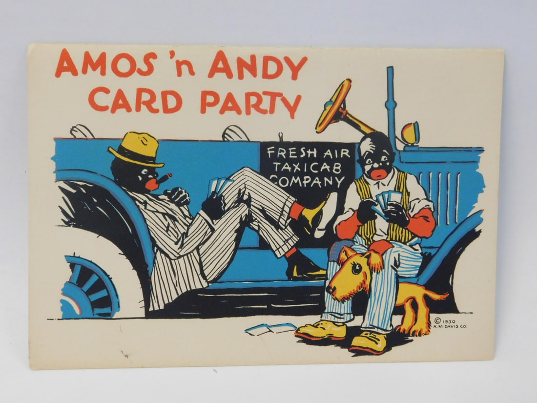 Two Amos 'n Andy Card Party Pamphlets: Two Amos 'n Andy Card Party Pamphlets, color printed in 1930 by A. M. Davis Co., 7 1/2" x 5 1/2". CONDITION: Very fine. No issues identified.