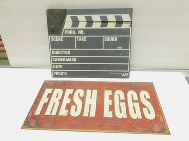 "Fresh Eggs" Metal Sign & Clapboard