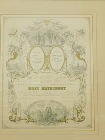 Framed 19th c. Marriage Certificate