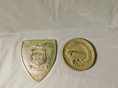 2 Metal U.S. Navy Ship Plaques