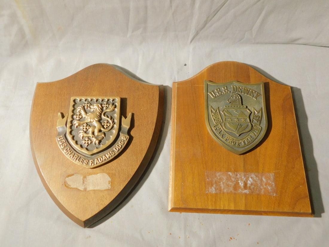 2 Small Bronze U.S. Navy Ship Plaques (1 of 4)