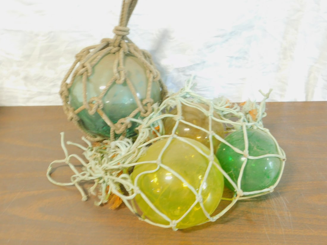 4 Glass Ball Fishing Floats (1 of 3)
