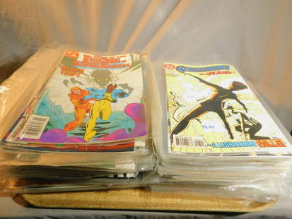 Lot Assorted Modern Age Comics: Lot Assorted Modern Age Comics, mostly mid to late '80's and '90's, DC Comics, including Legionnaires, Legion of Super Heroes and other, all in clear plastic sleeves. Condition: goo in clear plastic s