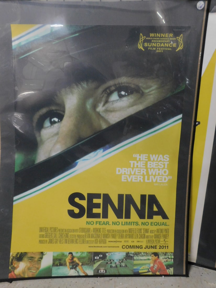 2011 "Senna" - 1 Sheet Movie Poster: 2011 "Senna" - 1 Sheet Movie Poster, "No Fear, No Limits, No Equal", starring Antonio Pinto, "Winner", 2011 Sundance (documentary), loose, 27" x 40", in a cardboard backed clear plastic sleeve, no pin