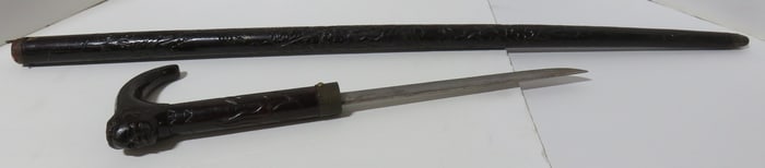 Carved Wood Sword Cane