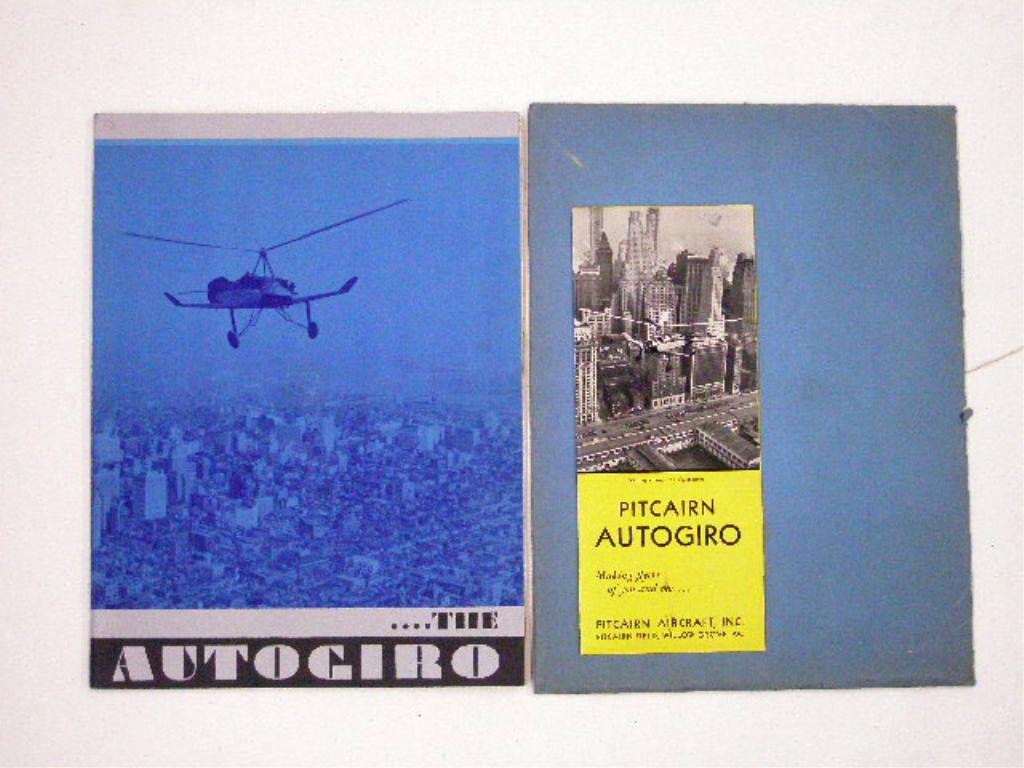 1930's Pitcairn Autogiro Book & Pamphlet: 1930's Pitcairn-Cierva Autogiro Company of America. Philadelphia, ... The Autogiro descriptive book & Pitcairn Aircraft Inc., Pitcairn Field, Willow Grove, Pa. brochure with original envelope holder f