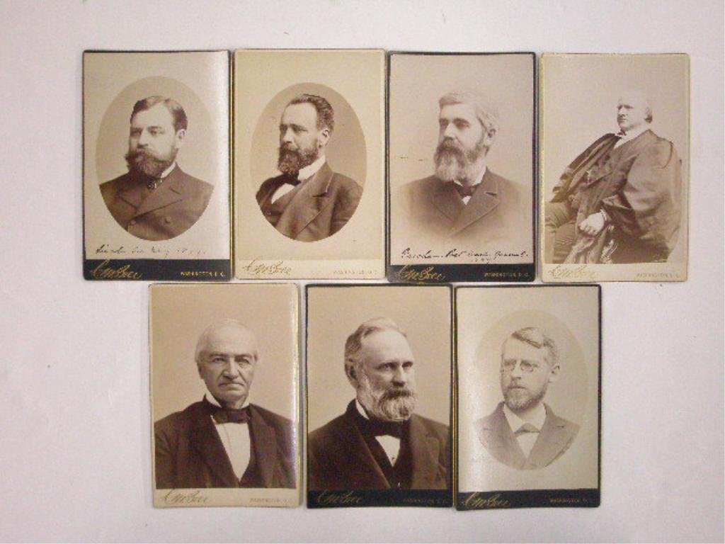 1880's Presidential Cabinet Member Photos: Lot of six 1880's Chester A. Arthur cabinet member & Rutherford B. Hayes court member appointed portrait cabinet photographs, Secretary of War Robert Todd Lincoln, Secretary of Navy William H. Hunt, P