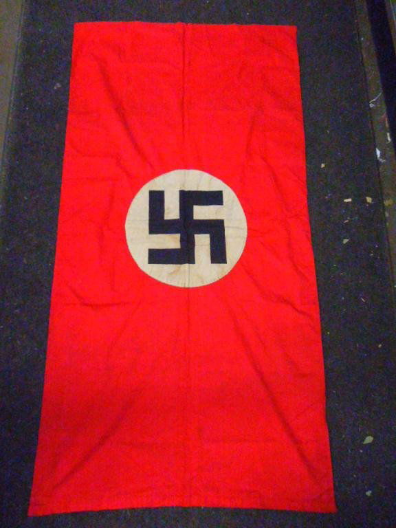 World War II German Party Banner: World War II German military 28 1/2" x 54 1/2" party CONDITION: Areas with wear & staining.