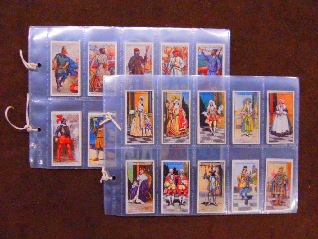 English Non-Sport Tobacco Card Sets: 1920's & 1930's John Player & Sons Cigarettes English non-sport tobacco card sets, fifty 1927 Gilbert & Sullivan & fifty 1930 History of Naval Dress. CONDITION: All have some form of wear.