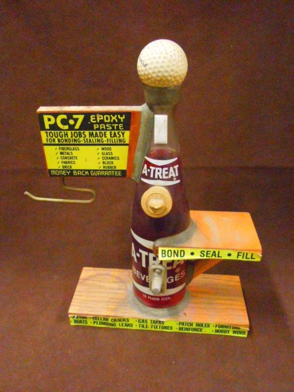 Vintage PC.7 Epoxy Paste Store Display: Vintage PC.7 Epoxy Paste advertising counter top store display. CONDITION: Very good with minor wear & paper lifting.