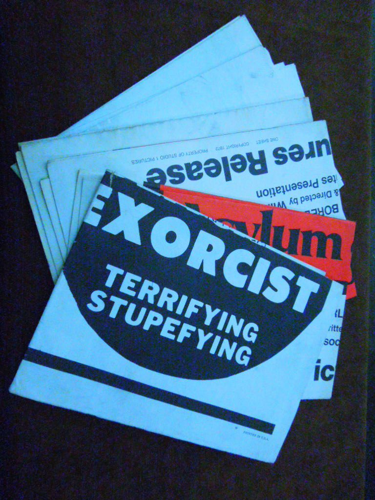 1970's & 1980's Horror Movie Posters: Lot of nine assorted 1970's & 1980's horror themed movie posters, includes: Voo Doo Black Exorcist, (3) Asylum of Satan, The House That Vanished, The Last House on the Left, Embryo, Chosen Survivors &