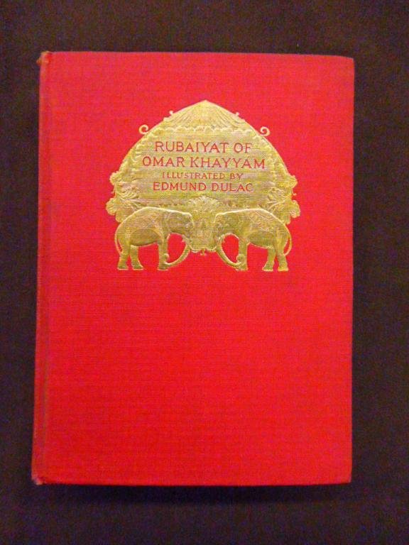Rubaiyat of Omar Khayyam Book: Rubaiyat of Omar Khayyam book by Edward Fitzgerald, Hodder and Stoughton, illustrated by Edmund Dulac. CONDITION: Wear on covers & spine, pages have minor wear.