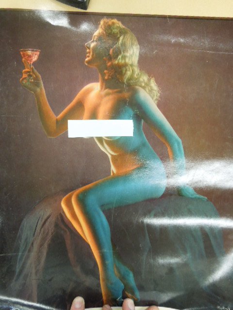 6 - 1950's Pin-Up Calendar Tops: Six 1950's pin-up girl art sample top advertising display calendars, top portions only with no calendars. Note: Area of white block out is not on picture but were put there for internet viewing.