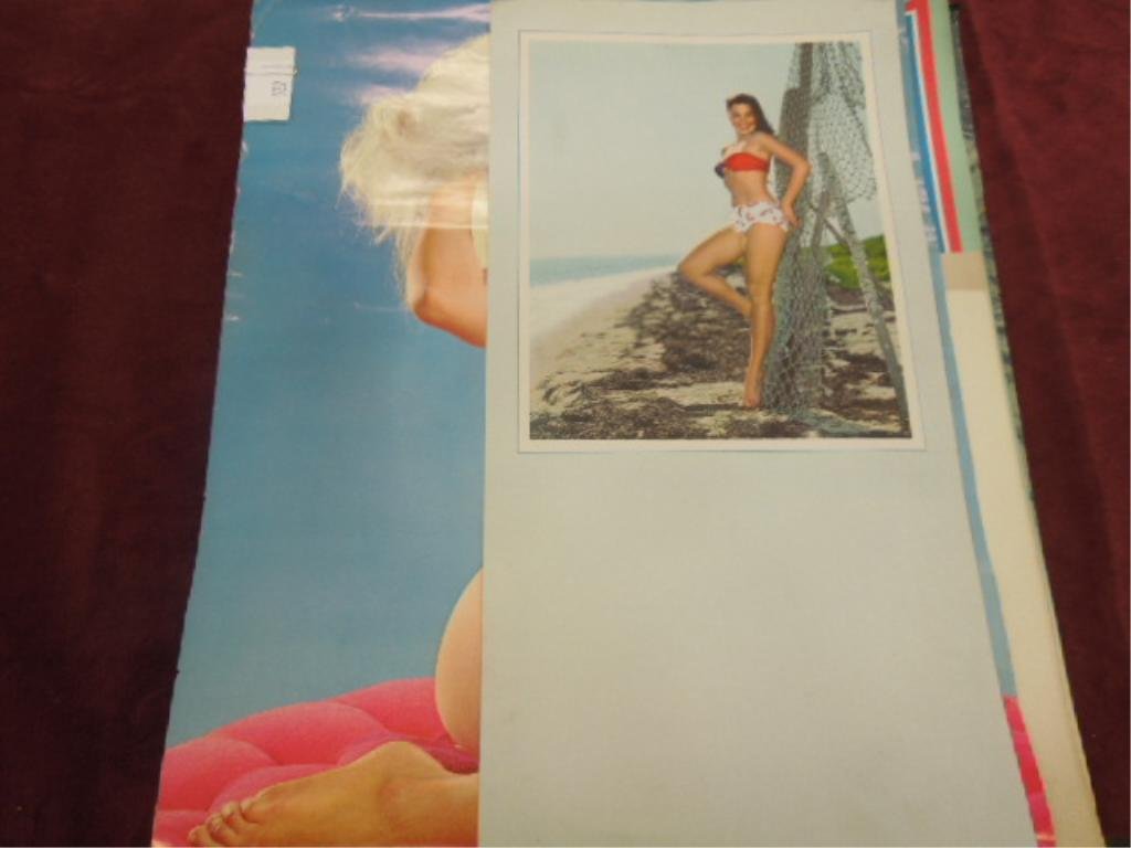 8 - 1950's Pin-up Display Calendars: Eight 1950's pin-up girl style top salesman's sample chromolithograph advertising display calendars, all without calendars. CONDITION: All have wear, staining and or tearing.