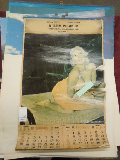 7 - 1950's & 1960's Pin-u Girl Calendars: Seven 1950's and 1960's pin-up girl style top salesman's sample chromolithograph advertising display calendars, all with sample calendar pages, together with a 1965 pin-up girl advertising display cal