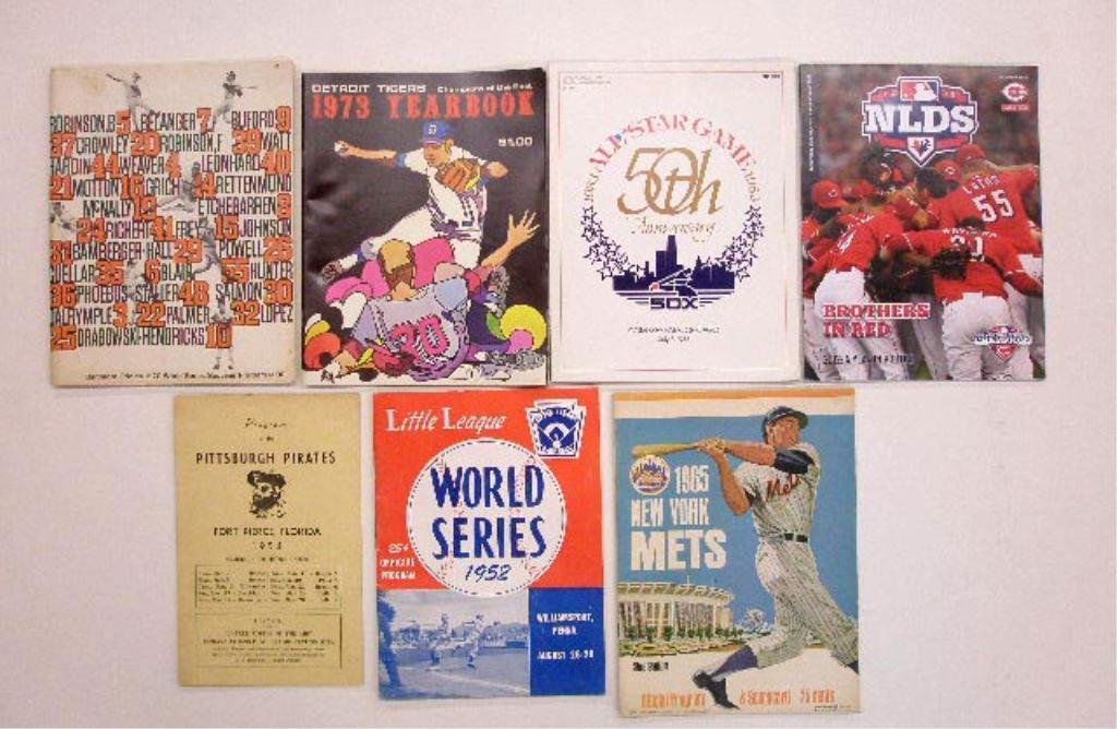 1950's-2000's Baseball Publications: Lot of 7 assorted 1950's-2000's Baseball publications, includes: 1952 Little League World Series program, 1954 Pittsburgh Pirates spring training scorecard, 1965 New York Mets vs. Pittsburgh Pirates s