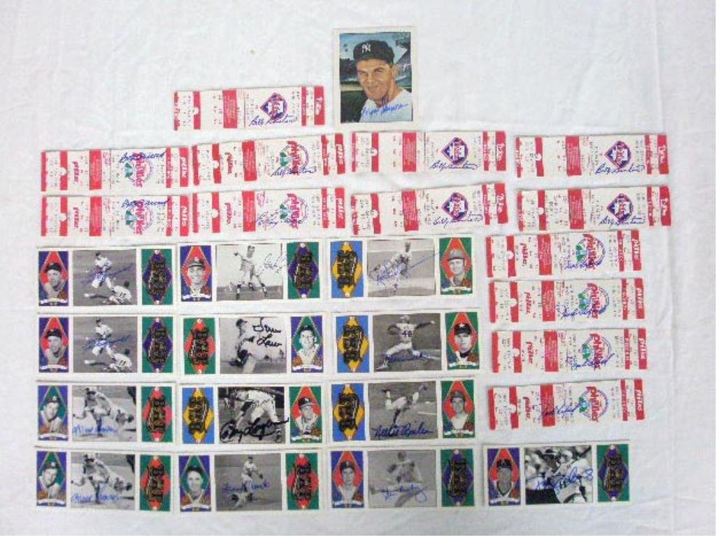 Signed Baseball Cards & Tickets: Lot of assorted signed Baseball cards & Philadelphia Phillies full tickets, includes: (2) Moose Skowron, (2) Gil McDonald, Johnny Logan, Frank Crosetti, Vern Law, Jim Fregosi, Larry Dierker, Jack Bill