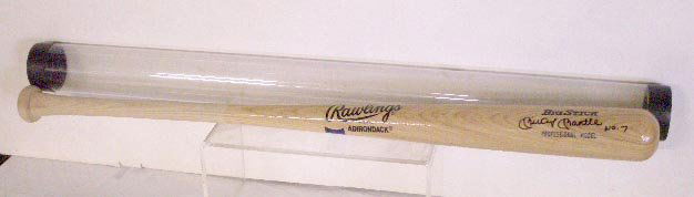 Mickey Mantle Signed Baseball Bat: Mickey Mantle No. 7 signed Rawlings Big Stick Professional Model 33" Baseball bat with bat tube holder, no C.O.A. for authenticity or guarantee of signature. CONDITION: Very good with strong signature