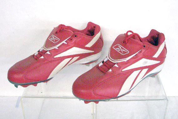 Chris Coste Game Used/Issued Baseball Cleats: Circa 2005-2006 Chris Coste game used/issued Scranton Wilkes Barre Red Barons (Philadelphia Phillies triple A minor league affiliate) Reebok Authentic Collection Baseball cleats, from the living estat