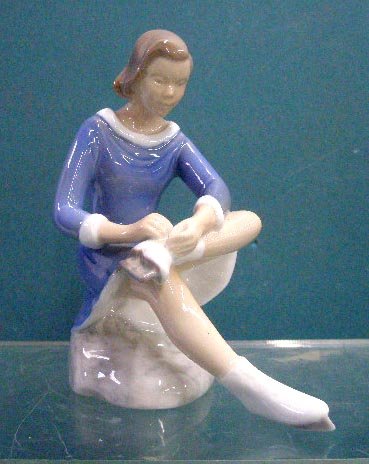 B & G Skating Girl Figurine: Bing & Grondahl porcelain #2351 Skating Girl 6" figurine. CONDITION: Very good with no damage.