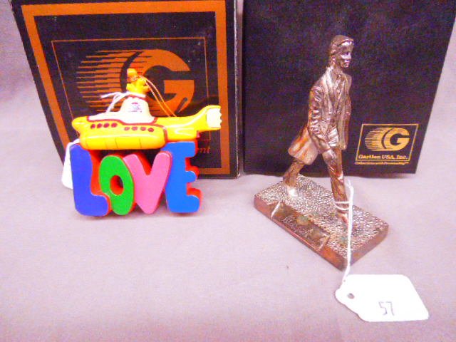 2 Pcs "Yellow Submarine" and "Ringo Starr": Two limited edition pieces; "Yellow Submarine", painted enamel over cast metal 53/15000 & "Ringo Starr", silver cold cast 69/1000 in original Gartlan USA boxes. CONDITION: No issues identified.